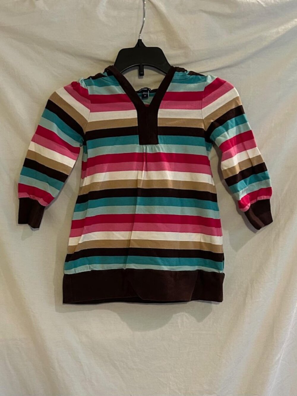 Gap Girls 2T Multi Stripe Long Sleeve Hooded Cotton Dress Casual Play